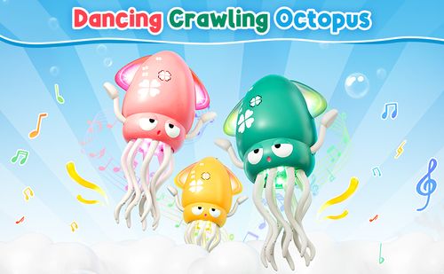Dancing Octopus Baby Toy, Electric Crawling Octopus Prone Time Toy, Rechargeable Magic Dancing Music Squid Suitable for Children Aged 3, 4, 5, 6, Boys and Girls Birthday Gifts, Fun Squid Suitable for Office Desk Decoration