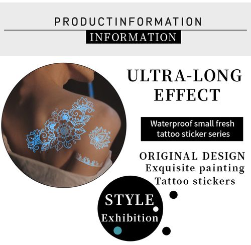 New Arrival Waterproof White Lace Luminous Temporary Henna Tattoo Sticker Body Art Decoration