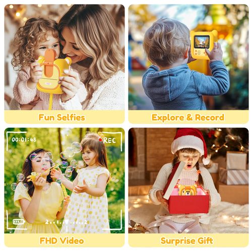 Children's camera instant printing 7 rolls of printing paper 2.4-inch screen instant camera, suitable for children aged 3-12, 1080P, 180 ° flip lens, 32GB TF card - Christmas and birthday gift suitable for boys and girls