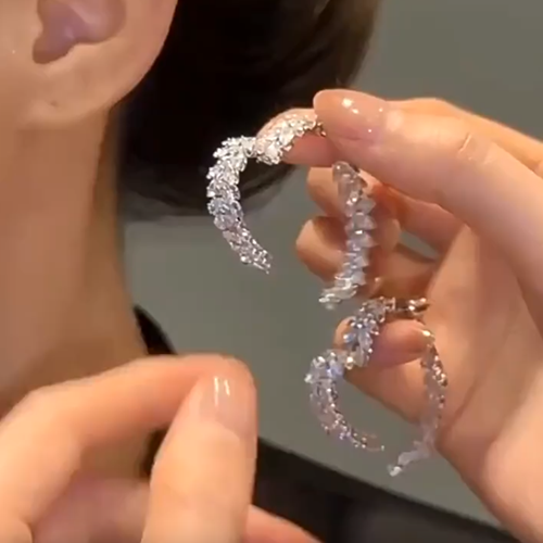 Finetoo Fashion Zircon Wheat Heart Earrings Delicate Crystal Drop Earrings for Women