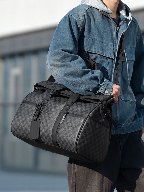 Foldable travel bag - Fashionable business portable fitness bag - Dry and wet separation - Outdoor waterproof travel bag (square, black)