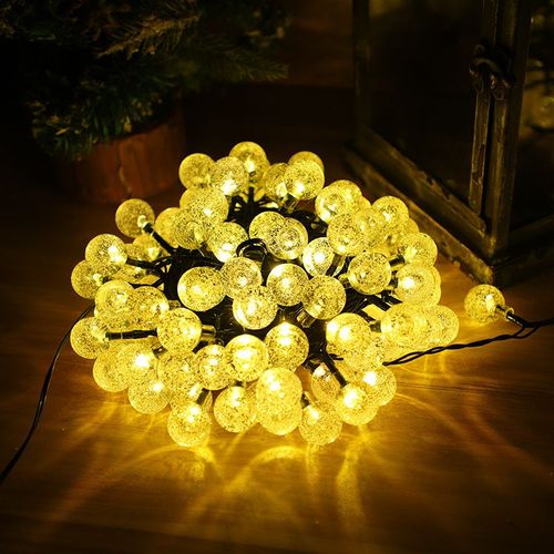 Outdoor solar light string 20FT 30 LED crystal spherical light string solar outdoor light strip with 8 lighting modes, courtyard pendant light suitable for garden, camping, and party decoration warm light
