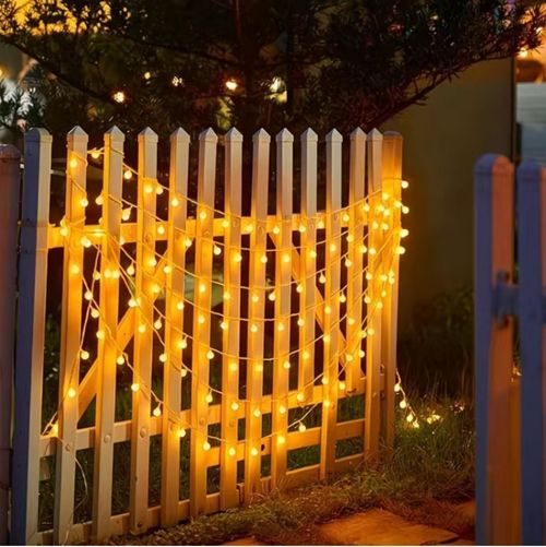 Outdoor solar light string 20FT 30 LED crystal spherical light string solar outdoor light strip with 8 lighting modes, courtyard pendant light suitable for garden, camping, and party decoration warm light