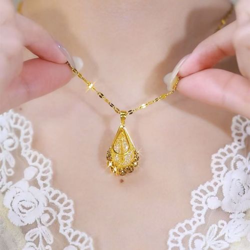 Golden netted peacock tail diamond-studded collar chain necklace - 2025 new style fashionable pendant accessory