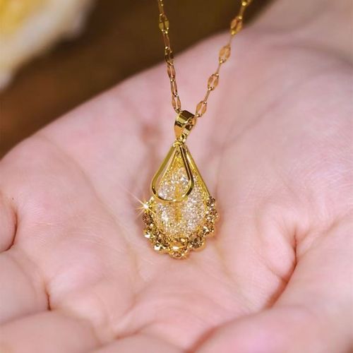 Golden netted peacock tail diamond-studded collar chain necklace - 2025 new style fashionable pendant accessory