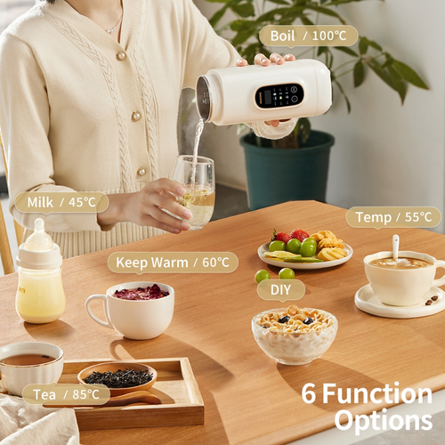 Electric hot water cup - stainless steel mini portable travel electric water warmer - 650ml insulated water jug