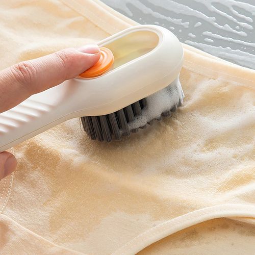 Multi tasking soft bristled brush - gently cleans shoes, laundry rooms, and home surfaces - no damage, easy to use, perfect for delicate items, green