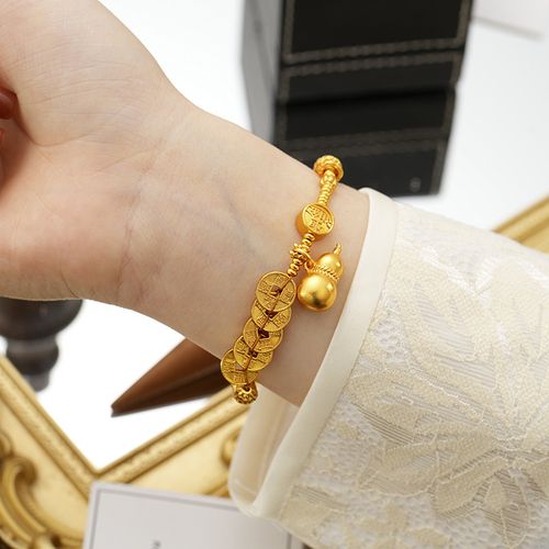 Retro Five Emperors Money Plate Wrapped Bracelet Fashion New Chinese Gold Gourd Pendant Bracelet Light Luxury Luxury High Sense Handstring