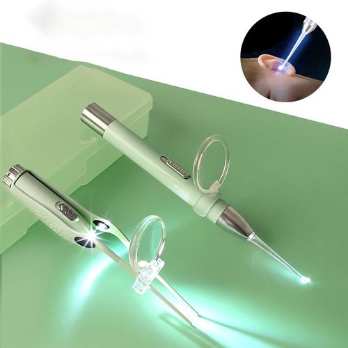 Children and adults' dedicated illuminated ear pick set, ear cleaning tool with light, visible, safe baby tweezers, soft head.