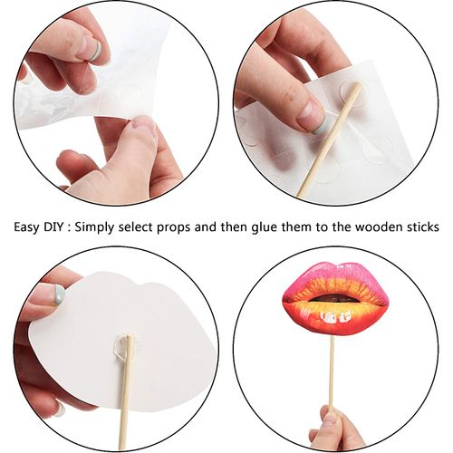 Interesting lip photography props, interesting mouth DIY set with wooden sticks, selfie props accessories suitable for birthdays, weddings, graduation, Halloween parties, 20 lips
