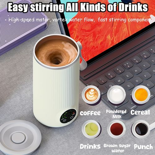 Temperature-controlled 4-in-1 -保温 cup, automatic cold and hot foam machine and milk heater, suitable for lattes, cappuccinos, macchiatos, stainless steel touchscreen portable
