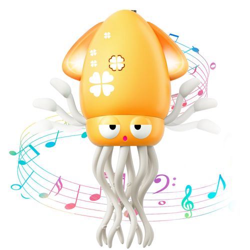 Dancing Octopus Baby Toy, Electric Crawling Octopus Prone Time Toy, Rechargeable Magic Dancing Music Squid Suitable for Children Aged 3, 4, 5, 6, Boys and Girls Birthday Gifts, Fun Squid Suitable for Office Desk Decoration