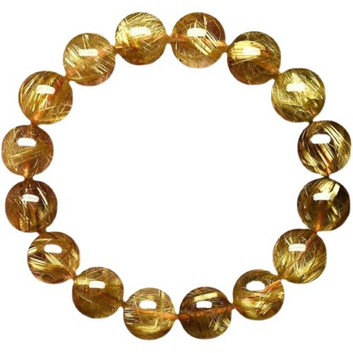 Natural Wealth Attraction Golden Hair Crystal Titanium Crystal Golden Hair Bracelet Brazilian Yellow Hair Crystal Transfer Bracelet Couple 8mm