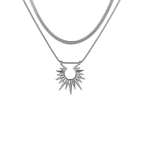 Fashion double-layered layered men's snake-shaped chain sun pendant collar jewelry