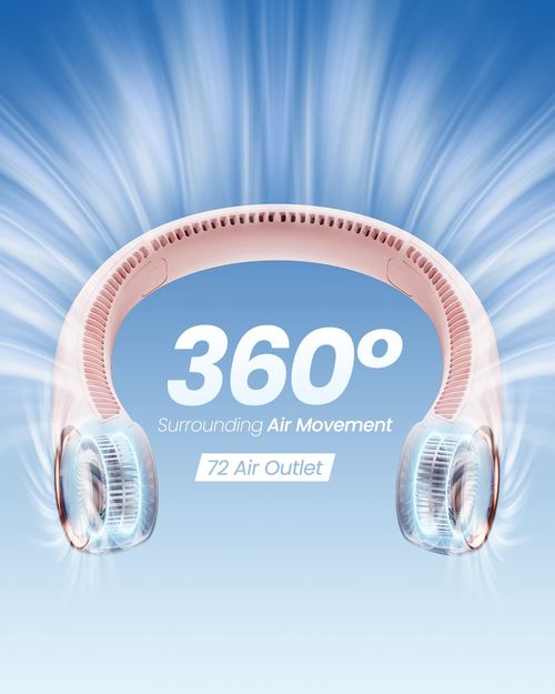 Portable neck fan, USB fast charging, hands-free 360 ° cooling, 6-8 hours of battery life, personal wearable fan, essential for summer outdoor travel, birthday gift for ladies, mothers and girls, pink