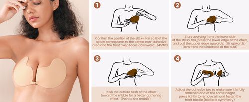 Adhesive bra, backless, non adhesive, strapless, invisible gathering bra, women's dress, 1 pairs of reusable nipple covers