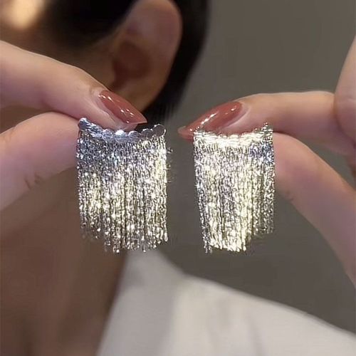 S925 Silver Needle Waterfall Tassel Earrings with Female Temperament, High Grade, Cold Wind, Internet Celebrity Earrings, Fashionable and Versatile Earrings