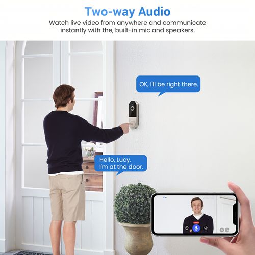2.4G Wi Fi 1080p Wires Video Doorbell Camera With Ring
