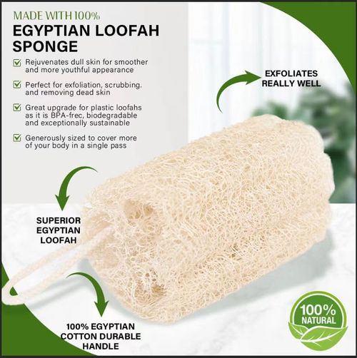 Organic and natural cucumber fibers  Unbleached natural cucumbers  Used for body exfoliation and kitchen cleaning  Eco-friendly bathtub  Shower scrubber  For face, back, tableware  Natural cucumber fibers  5 pieces