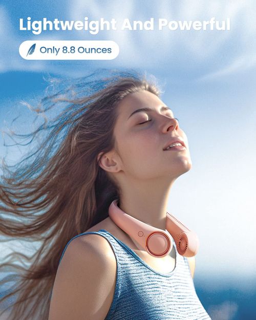 Portable neck fan, USB fast charging, hands-free 360 ° cooling, 6-8 hours of battery life, personal wearable fan, essential for summer outdoor travel, birthday gift for ladies, mothers and girls, pink