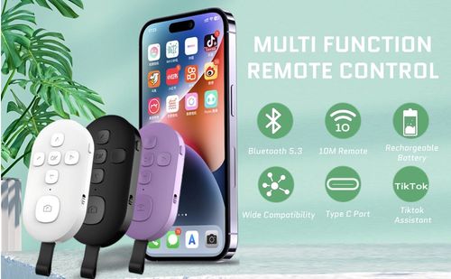 Bluetooth remote control, suitable for e-book page flipping, smartphone camera remote shutter button, rechargeable short video scrolling ring, suitable for smartphones and tablets (black)