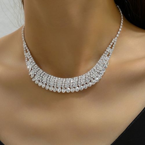 Fashion Claw Chain Water Diamond Necklace Earring Set Dinner Dress Versatile Clavicle Chain Accessories