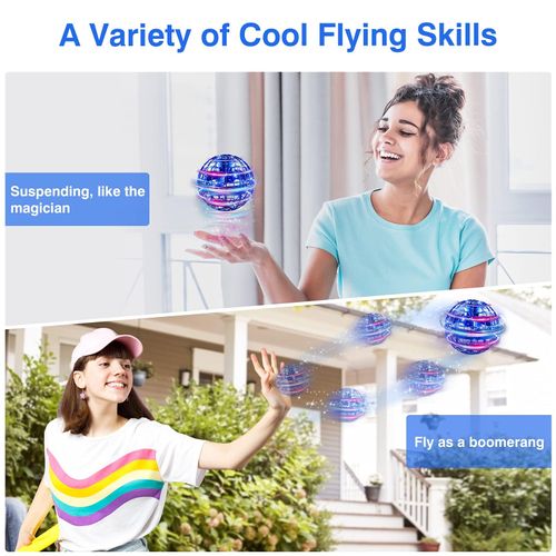 Flying ball: Space globe boomerang with LED lights, suspension ball, flying wheel, toys for children, girls, boys, ages 6 7 8 9 10 11 12, cool for children, blue