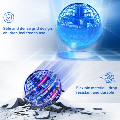 Flying ball: Space globe boomerang with LED lights, suspension ball, flying wheel, toys for children, girls, boys, ages 6 7 8 9 10 11 12, cool for children, blue