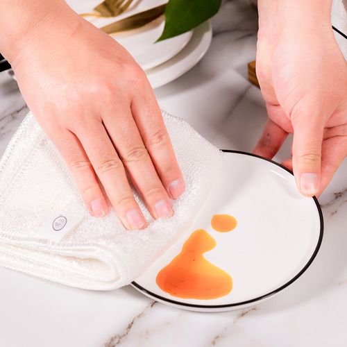 Cotton fiber non-stick oil-cleaning dishcloth multi-functional lazy mop cloth household absorbent cleaning cloth double-layer thickened kitchen scouring pad (10 pieces), say goodbye to detergents