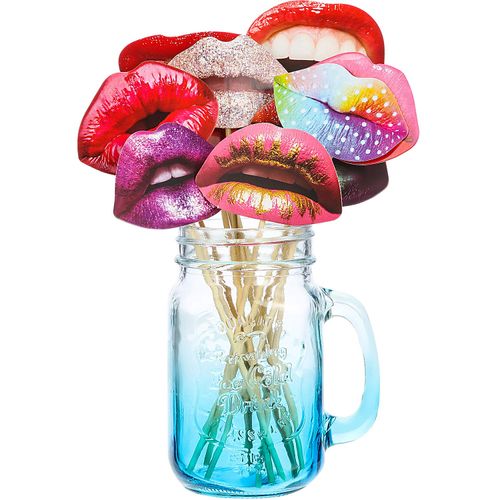 Interesting lip photography props, interesting mouth DIY set with wooden sticks, selfie props accessories suitable for birthdays, weddings, graduation, Halloween parties, 20 lips