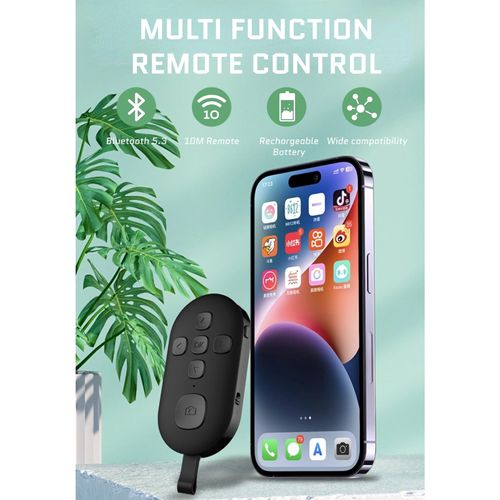Bluetooth remote control, suitable for e-book page flipping, smartphone camera remote shutter button, rechargeable short video scrolling ring, suitable for smartphones and tablets (black)
