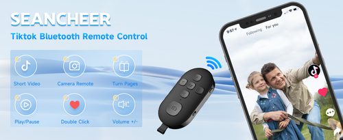 Bluetooth remote control, suitable for e-book page flipping, smartphone camera remote shutter button, rechargeable short video scrolling ring, suitable for smartphones and tablets (black)