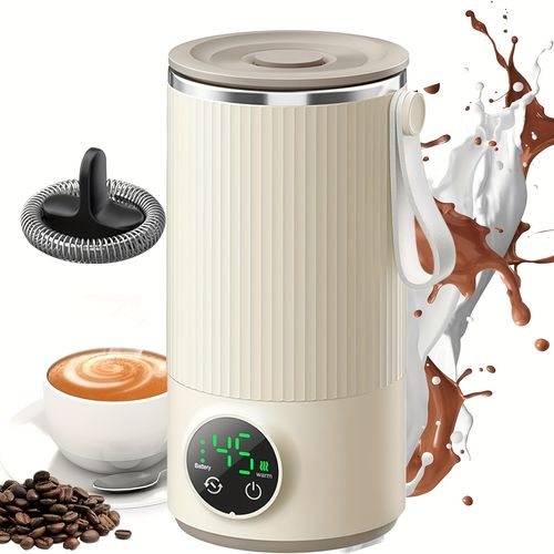 Temperature-controlled 4-in-1 -保温 cup, automatic cold and hot foam machine and milk heater, suitable for lattes, cappuccinos, macchiatos, stainless steel touchscreen portable