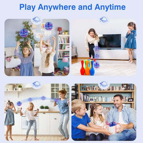 Flying ball: Space globe boomerang with LED lights, suspension ball, flying wheel, toys for children, girls, boys, ages 6 7 8 9 10 11 12, cool for children, blue