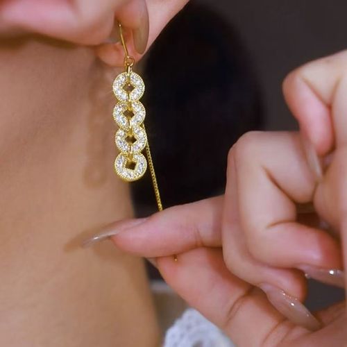 Five Emperors Coin Sparkling Ice-Blazing Transporting Pearl Bracelet, Earrings, Women's Luxury Casual Must-have Gift Item