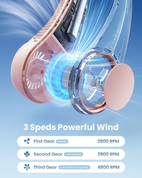 Portable neck fan, USB fast charging, hands-free 360 ° cooling, 6-8 hours of battery life, personal wearable fan, essential for summer outdoor travel, birthday gift for ladies, mothers and girls, pink