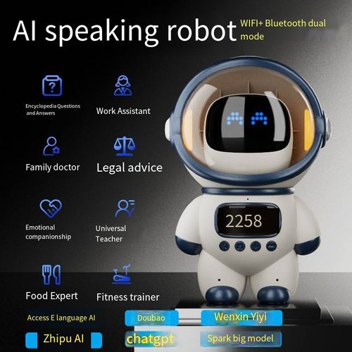 AI Robot Portable Astronaut Design LED Night Light Speaker FM Radio Music Speaker Light and Gifts