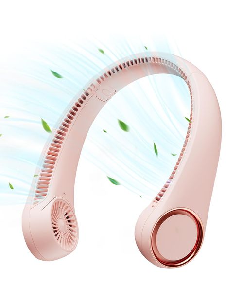 Portable neck fan, USB fast charging, hands-free 360 ° cooling, 6-8 hours of battery life, personal wearable fan, essential for summer outdoor travel, birthday gift for ladies, mothers and girls, pink