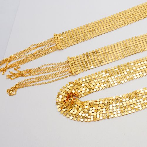 Luxury gold-plated jewelry set for African women's banquets, wedding necklaces, accessories, birthday jewelry gifts