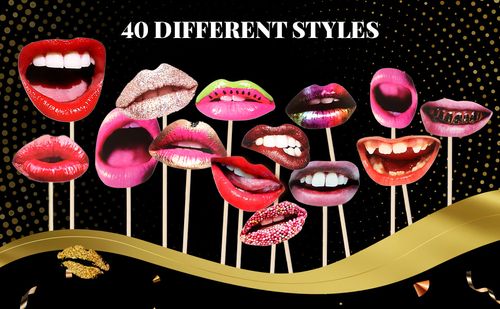 Interesting lip photography props, interesting mouth DIY set with wooden sticks, selfie props accessories suitable for birthdays, weddings, graduation, Halloween parties, 20 lips