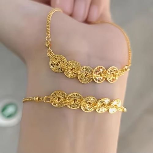 Five Emperors Coin Sparkling Ice-Blazing Transporting Pearl Bracelet, Earrings, Women's Luxury Casual Must-have Gift Item