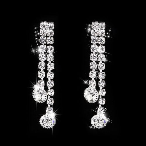 Fashion Claw Chain Water Diamond Necklace Earring Set Dinner Dress Versatile Clavicle Chain Accessories