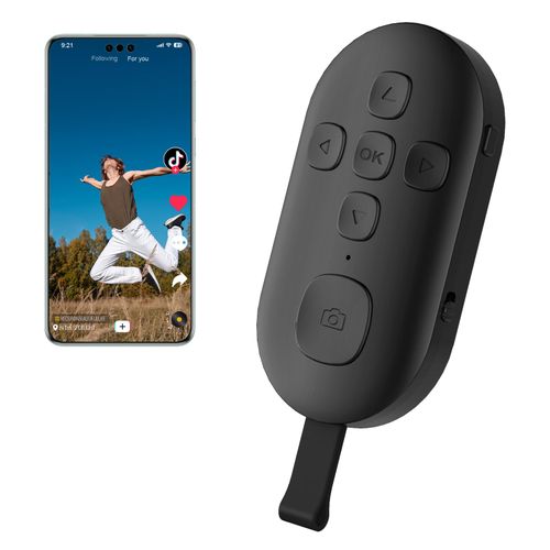 Bluetooth remote control, suitable for e-book page flipping, smartphone camera remote shutter button, rechargeable short video scrolling ring, suitable for smartphones and tablets (black)