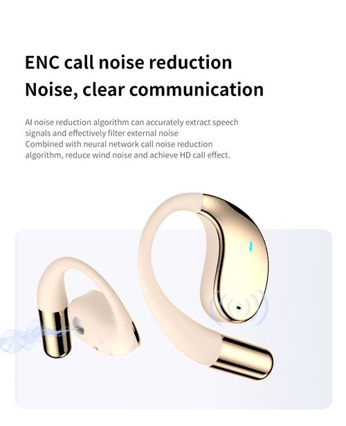 Over-ear AI intelligent translation Bluetooth headphones - open type, non-in-the-ear, long battery life, suitable for  for Travel Business and Learning