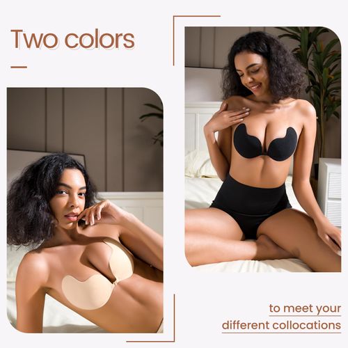 Adhesive bra, backless, non adhesive, strapless, invisible gathering bra, women's dress, 1 pairs of reusable nipple covers