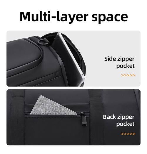 Large-capacity carry-on luggage bag with shoe compartment, dry and wet separation, lightweight and pressure-relieving, hand-held travel bag with retractable handle.