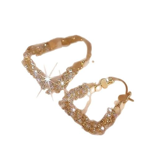 Shining diamond glittering silver ring - light, luxurious, high-end, unique ear stud. 2025 new style earrings, best-selling ear ring. Ear hook jewelry.