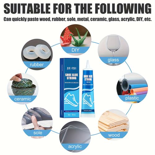 Two-piece shoe repair glue, 2.03 ounces of quick-drying transparent adhesive, suitable for various types of shoes, woven shoes, leather sports shoes, crack-resistant bottom repair, essential for home use, plastic material