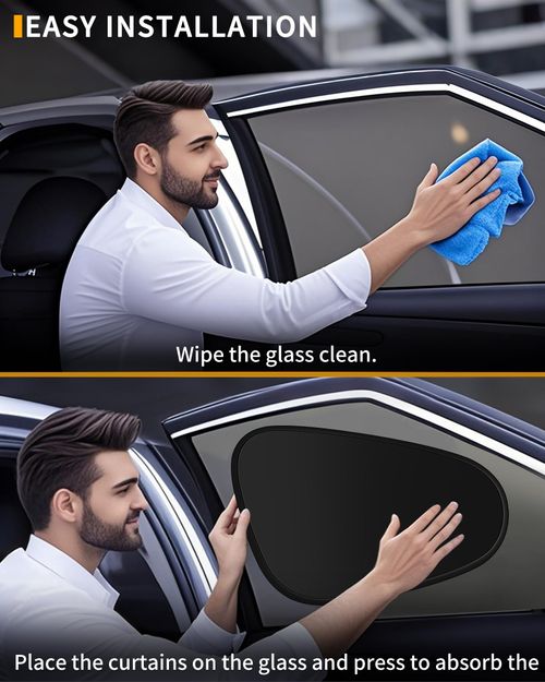 Window sunshade, car sunshade, 100% shading rate, electrostatic suction cup sunshade, universal suitable for car UV protection (4 pieces)