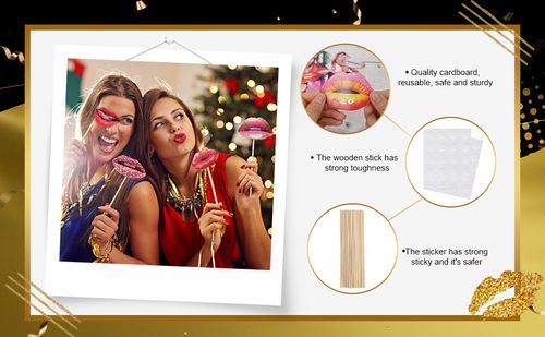 Interesting lip photography props, interesting mouth DIY set with wooden sticks, selfie props accessories suitable for birthdays, weddings, graduation, Halloween parties, 20 lips